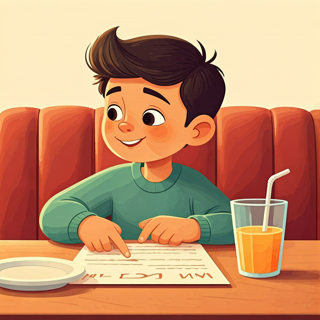 I read my own menu at the diner.